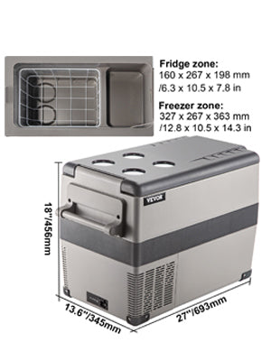 VEVOR 20L 22L 35L 45L 55L Car Refrigerator Mini Fridge Freezer Portable Compressor Cooler 12/24V DC 110-240V Ice Box for Camping