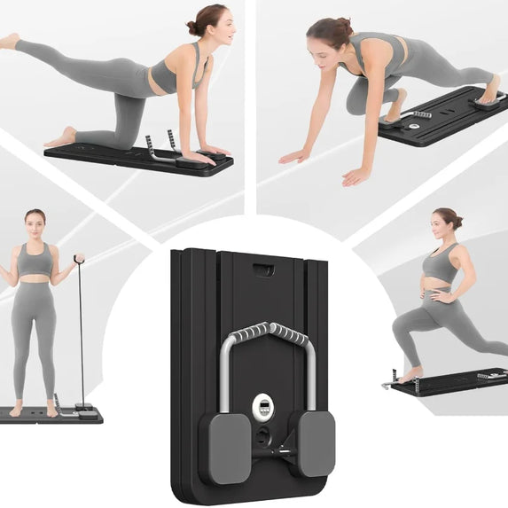 Pilates Board - Pilates Reformer Set, Multi-Purpose Foldable Pilates , 5 in 1 Pilates Sliding Board (Black)