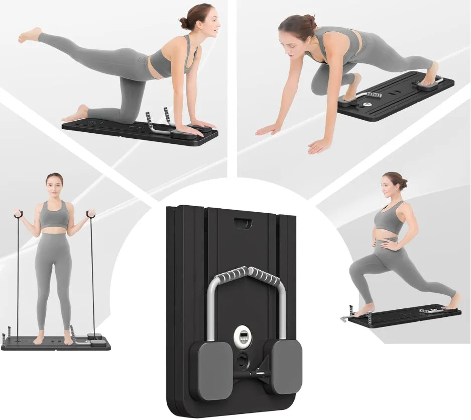 Pilates Board - Pilates Reformer Set, Multi-Purpose Foldable Pilates , 5 in 1 Pilates Sliding Board (Black)