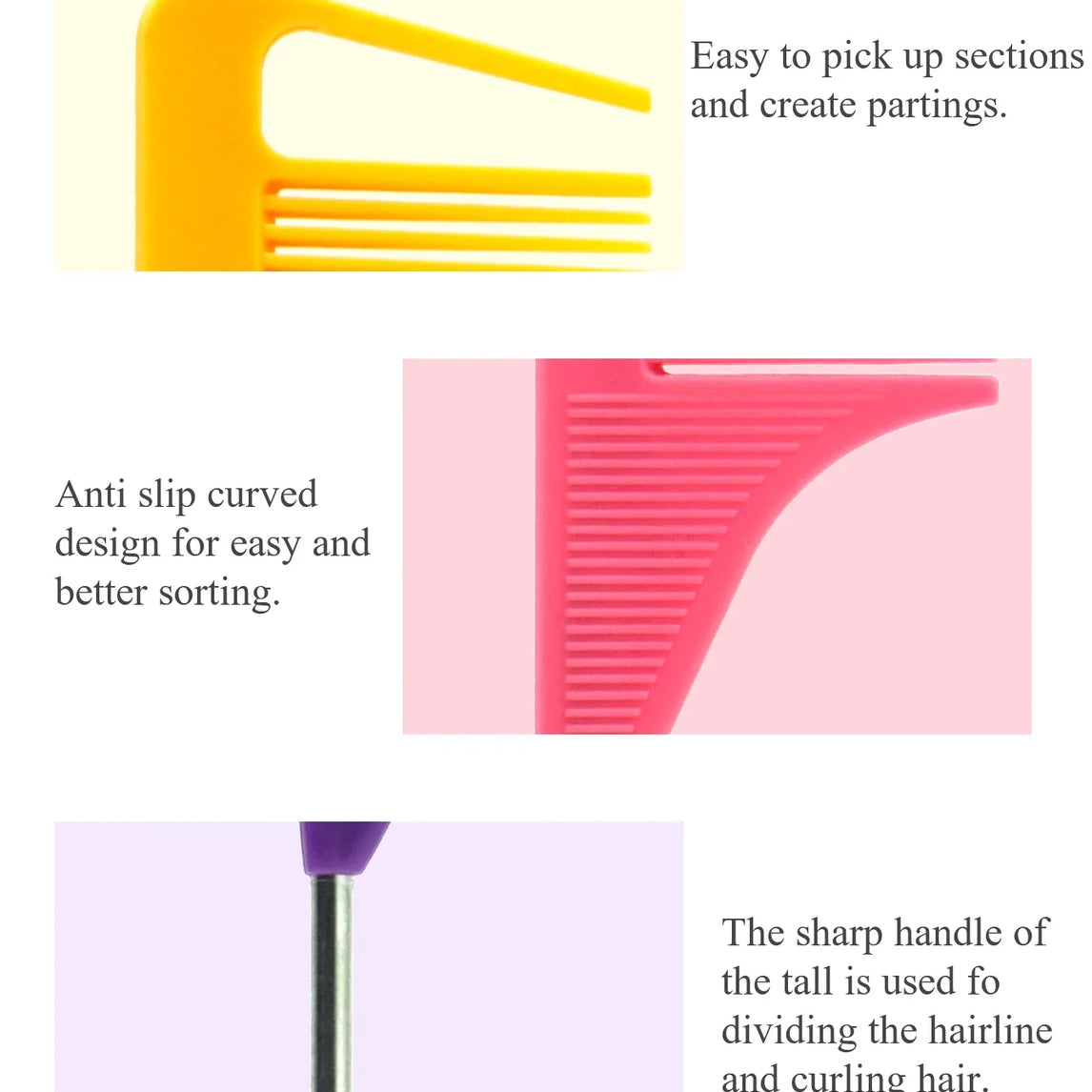 Pro Pointed Tail Salon Hairdressing Hair Styling Anti-static Comb Hair Brush Steel Needle Pin Rat Tail Combs Barber Accessories