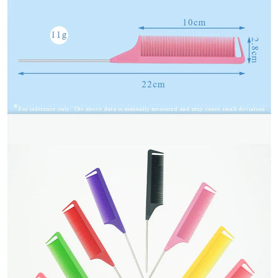 Pro Pointed Tail Salon Hairdressing Hair Styling Anti-static Comb Hair Brush Steel Needle Pin Rat Tail Combs Barber Accessories