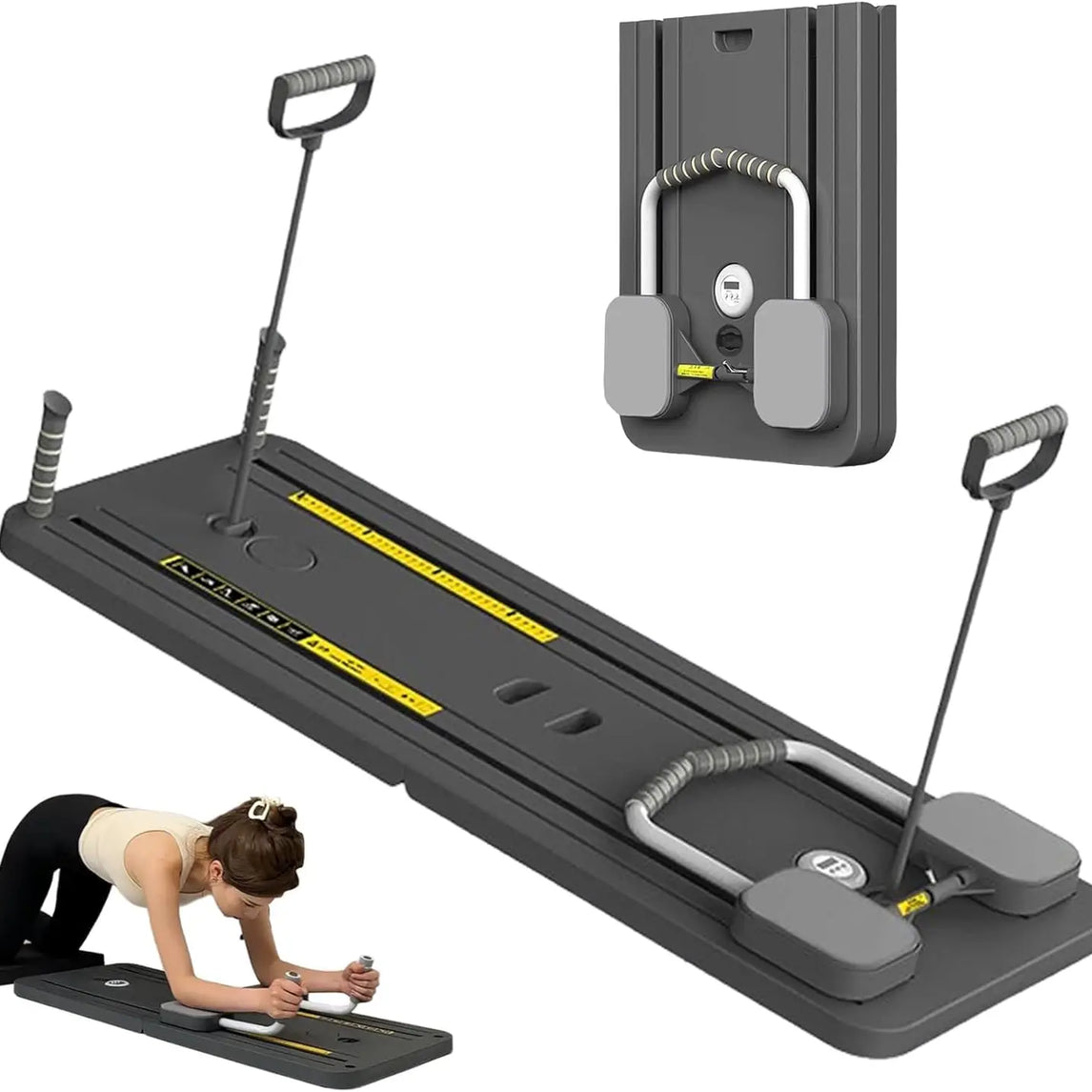 Pilates Board - Pilates Reformer Set, Multi-Purpose Foldable Pilates , 5 in 1 Pilates Sliding Board (Black)