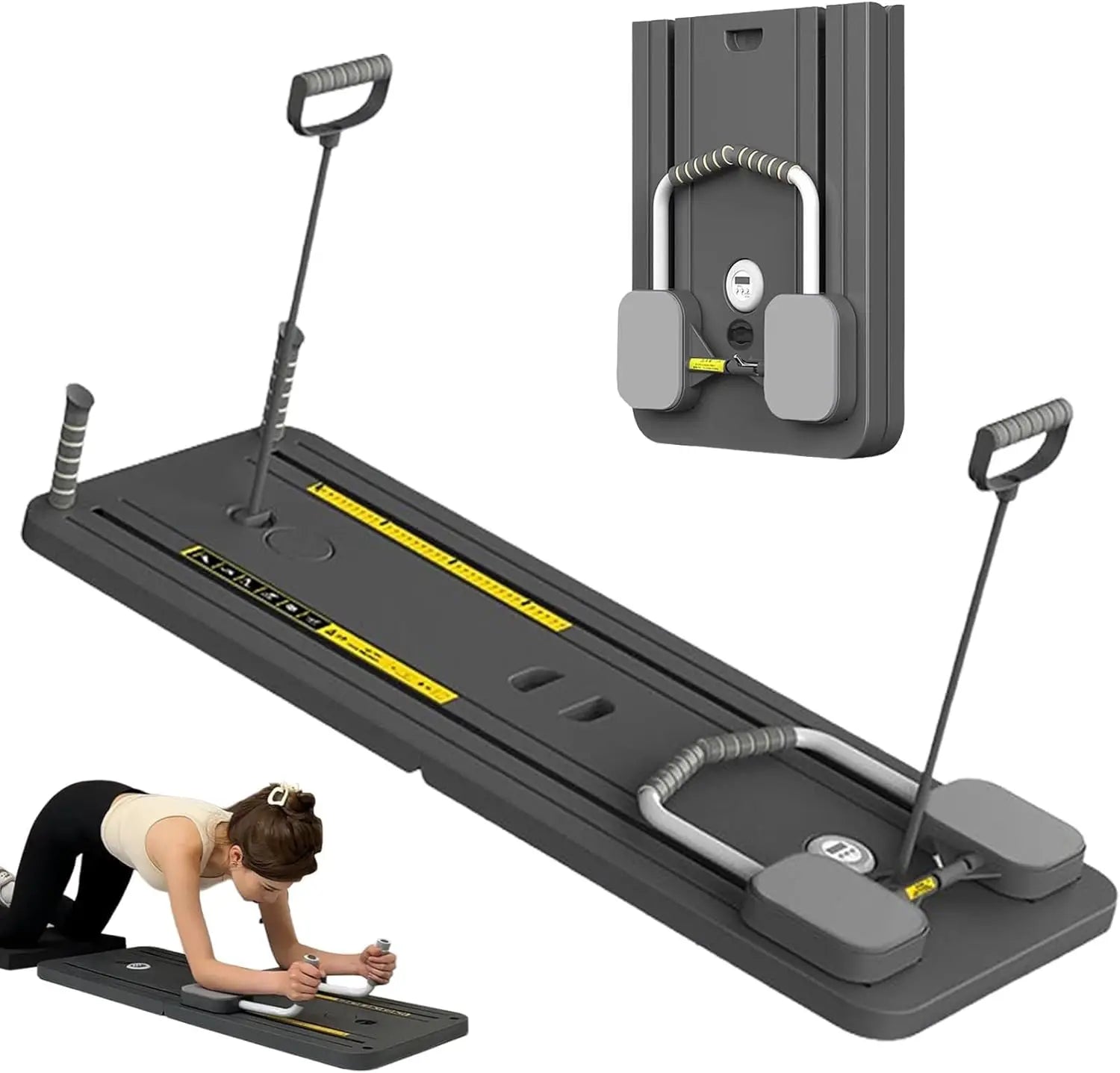 Pilates Board - Pilates Reformer Set, Multi-Purpose Foldable Pilates , 5 in 1 Pilates Sliding Board (Black)