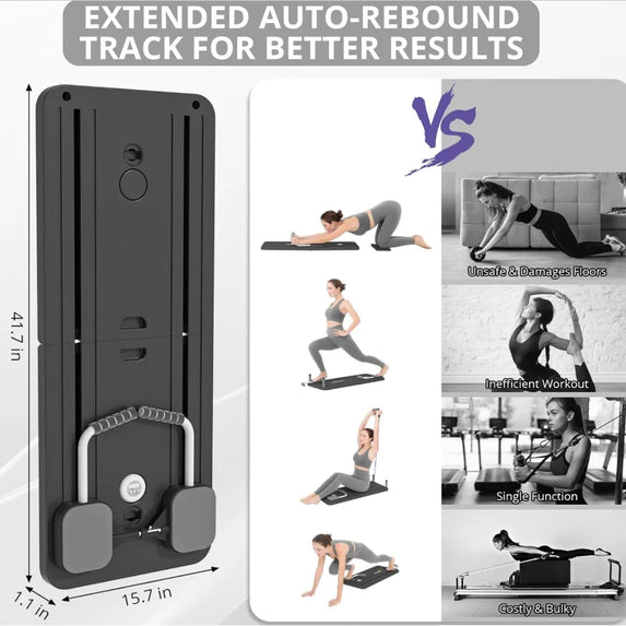Pilates Board - Pilates Reformer Set, Multi-Purpose Foldable Pilates , 5 in 1 Pilates Sliding Board (Black)