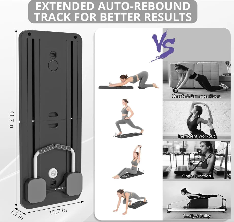 Pilates Board - Pilates Reformer Set, Multi-Purpose Foldable Pilates , 5 in 1 Pilates Sliding Board (Black)