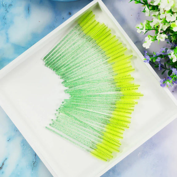 QSTY eyelash brush makeup brushes 50pcs individual disposable mascara applicator comb wand lash makeup brushes tools 6 colors