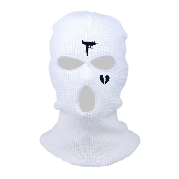 3Holes Winter Warm Unisex Balaclava Mask Hat Embroidery Full Face Mask Knitted Cycling Ski Snowboard Hat Cap Hip Hop Beanie Gift