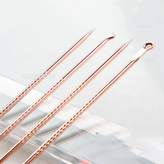 4Pcs Pimple Popper Tool Kit, Blackhead Remover Acne Needle Tools Set Removing Care Comedone Whitehead Popping Zit Skin Care Tool