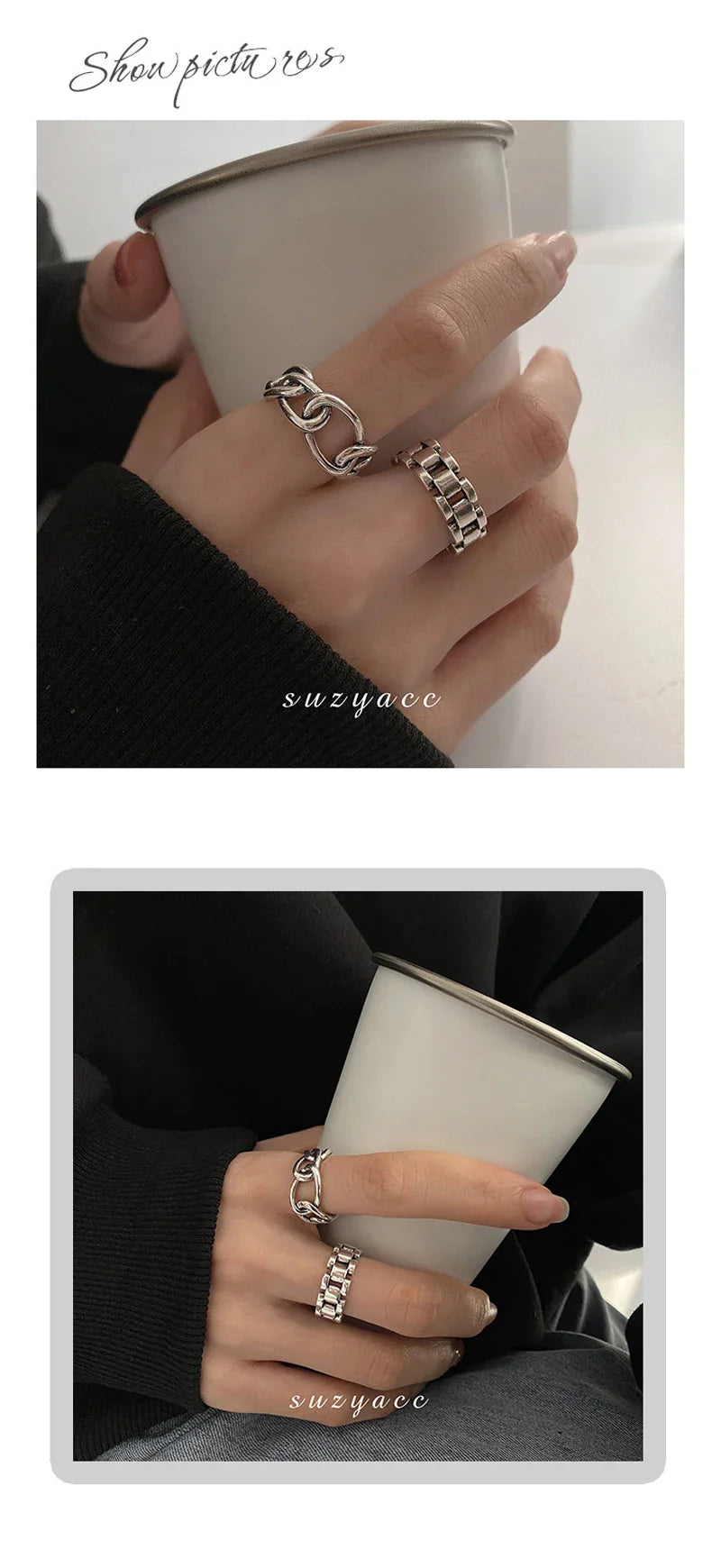 VENTFILLE 925 Sterling Silver Finger Rings New Fashion Creative Cross Hollow Chain Geometric Party Jewelry Gifts