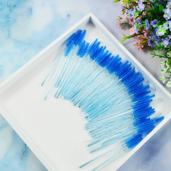 QSTY eyelash brush makeup brushes 50pcs individual disposable mascara applicator comb wand lash makeup brushes tools 6 colors