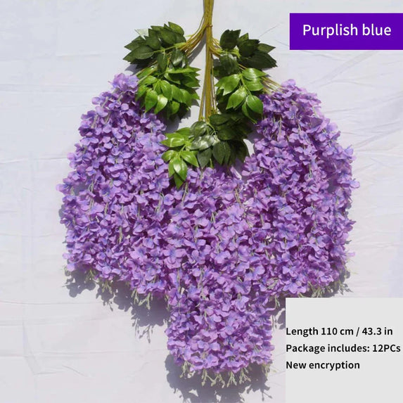 Artificial Wisteria Flower Rattan Wreath, Wedding Arch, Home Garden, Office Decoration, Pendant Plant, Wall Decoration, 12Pcs