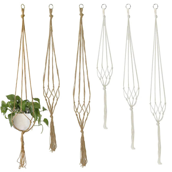 Macrame Handmade Plant Hanger Baskets Flower Pots Holder Balcony Hanging Decoration Knotted Lifting Rope Home Garden Supplies