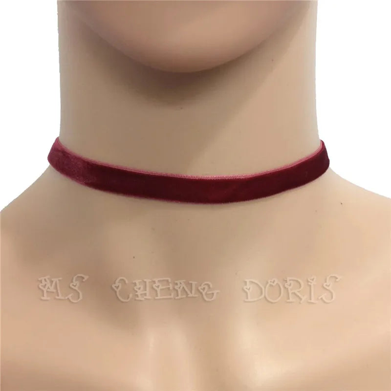 Punk Gothic White Velvet Choker Necklace Tattoo Necklaces Women Chocker Collares Mujer Collier Femme Bijoux Valentine's Day Gift