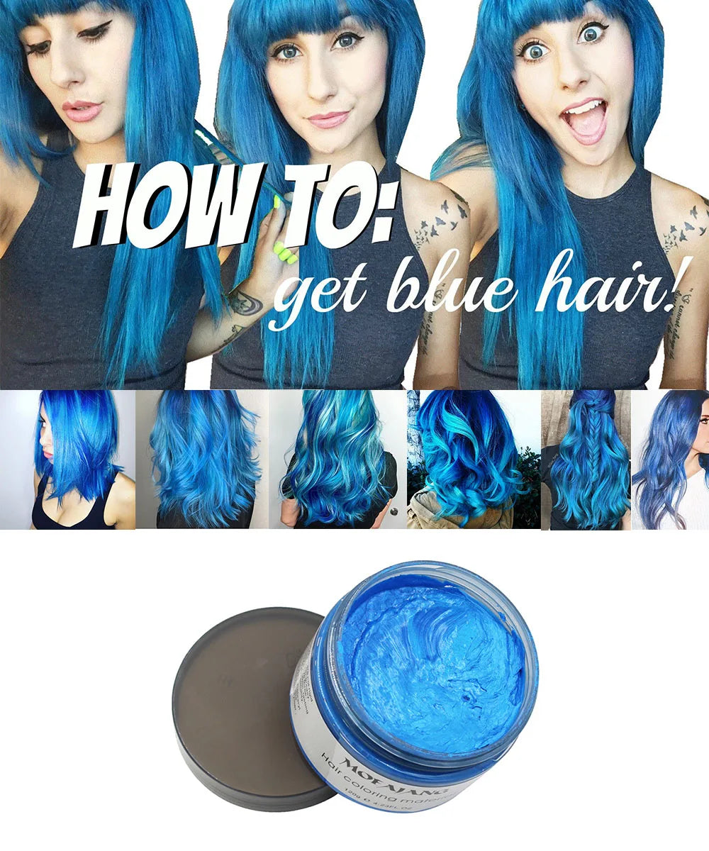 Mofajang Color Hair Wax Dye Styling Pomade Silver Grandma Grey Disposable Natural  Strong Gel Cream   for Women Men