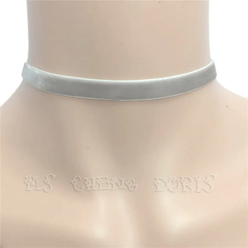 Punk Gothic White Velvet Choker Necklace Tattoo Necklaces Women Chocker Collares Mujer Collier Femme Bijoux Valentine's Day Gift