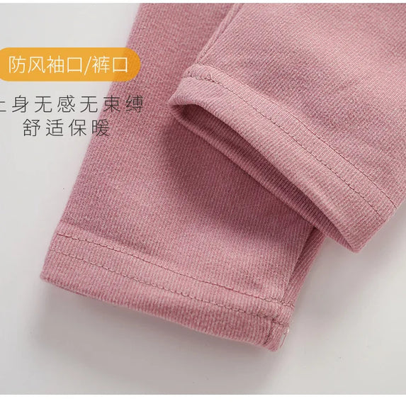 Autumn Winter Thermal Underwear Suit Girls Clothing Sets Boys Pajama Sets Baby No Trace Warm Sleepwear Candy Colors Kids Clothes