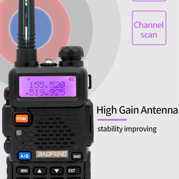 1/2PCS BaoFeng UV-5R 8W Tri-Power Walkie Talkie High Power Dual Band Long Range 128 CH Portable Handheld UV 5R Ham Two Way Radio
