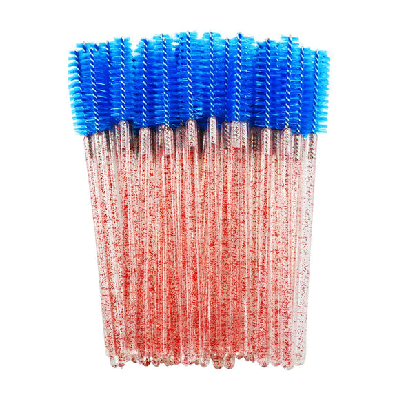 QSTY eyelash brush makeup brushes 50pcs individual disposable mascara applicator comb wand lash makeup brushes tools 6 colors