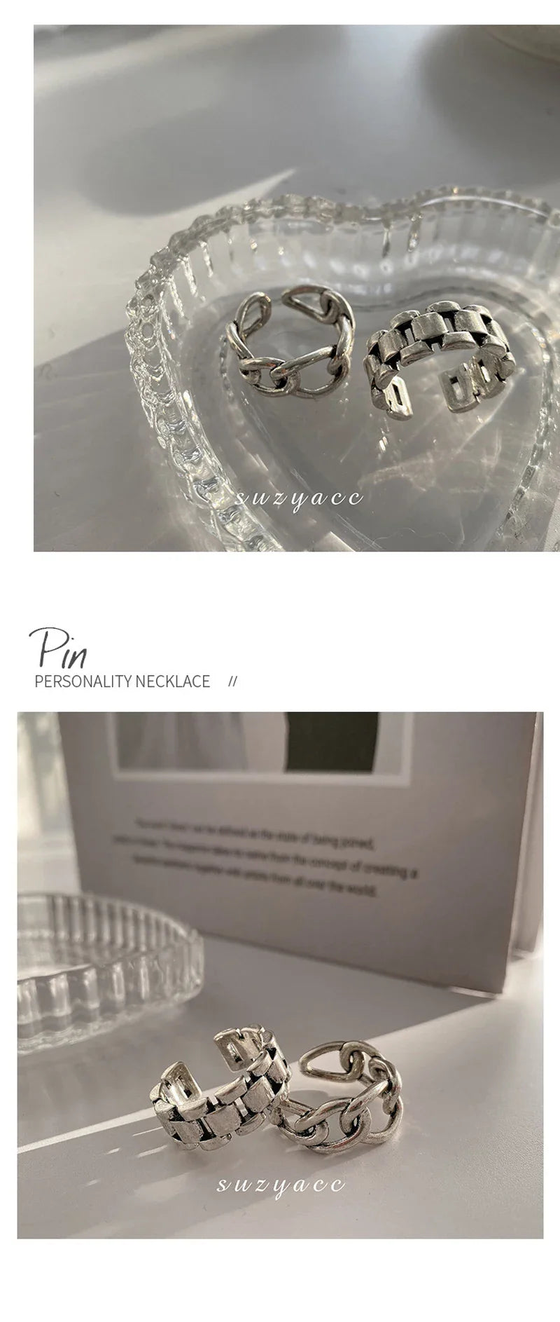 VENTFILLE 925 Sterling Silver Finger Rings New Fashion Creative Cross Hollow Chain Geometric Party Jewelry Gifts