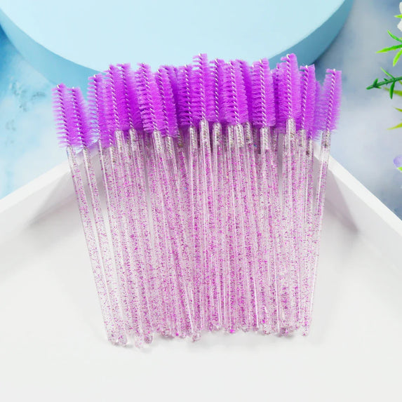 QSTY eyelash brush makeup brushes 50pcs individual disposable mascara applicator comb wand lash makeup brushes tools 6 colors