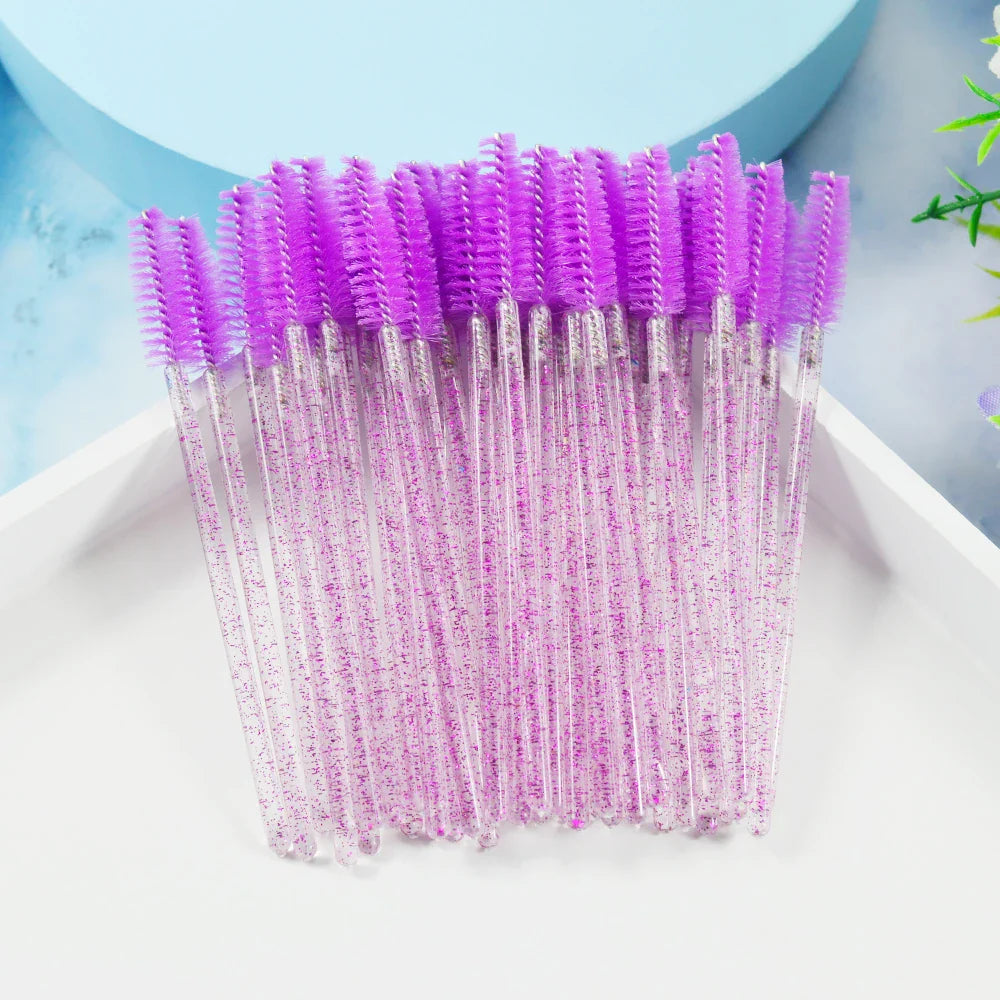 QSTY eyelash brush makeup brushes 50pcs individual disposable mascara applicator comb wand lash makeup brushes tools 6 colors