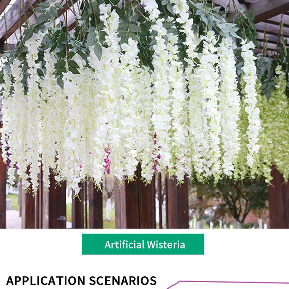 Artificial Wisteria Flower Rattan Wreath, Wedding Arch, Home Garden, Office Decoration, Pendant Plant, Wall Decoration, 12Pcs