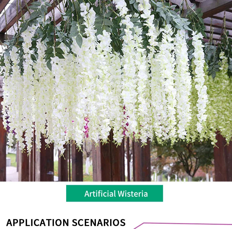 Artificial Wisteria Flower Rattan Wreath, Wedding Arch, Home Garden, Office Decoration, Pendant Plant, Wall Decoration, 12Pcs