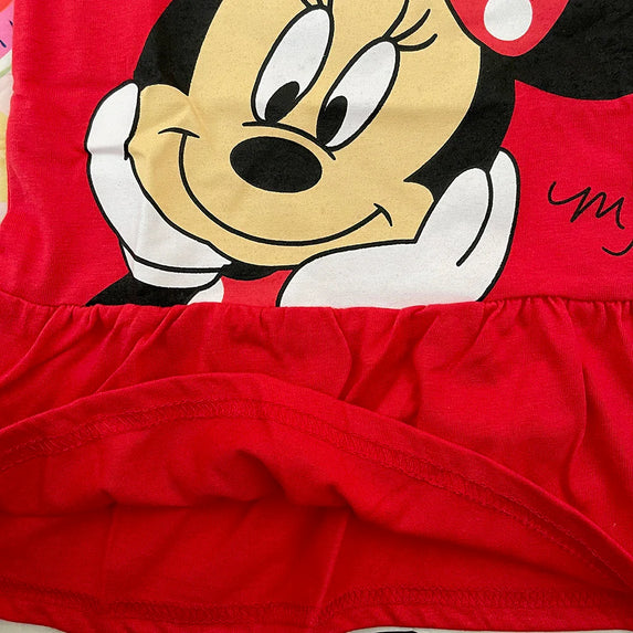 New Fashion Baby Girls Dress Summer Dress Cartoon Cotton Red Minnie Dress Princess Dress Children's Girl Clothing 1-6Years