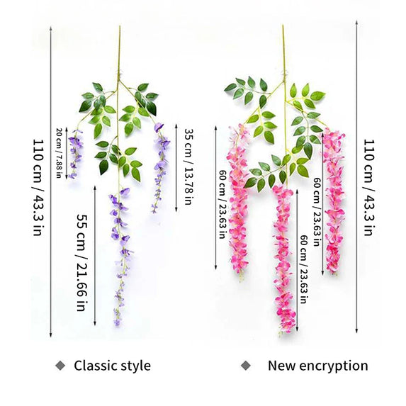 Artificial Wisteria Flower Rattan Wreath, Wedding Arch, Home Garden, Office Decoration, Pendant Plant, Wall Decoration, 12Pcs