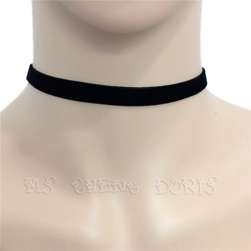 Punk Gothic White Velvet Choker Necklace Tattoo Necklaces Women Chocker Collares Mujer Collier Femme Bijoux Valentine's Day Gift