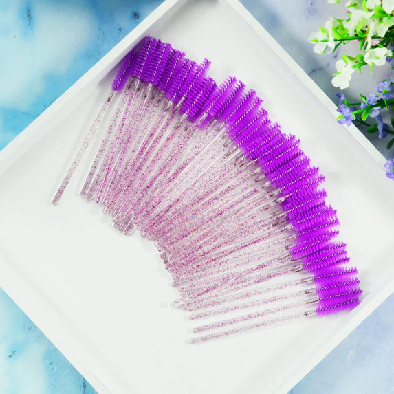 QSTY eyelash brush makeup brushes 50pcs individual disposable mascara applicator comb wand lash makeup brushes tools 6 colors