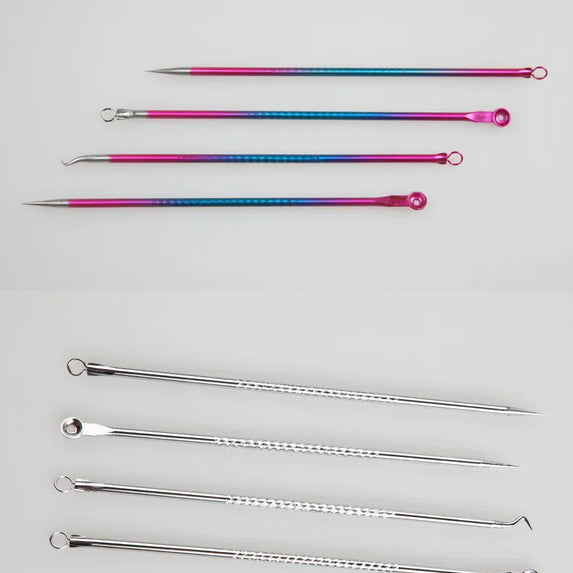 4Pcs Pimple Popper Tool Kit, Blackhead Remover Acne Needle Tools Set Removing Care Comedone Whitehead Popping Zit Skin Care Tool