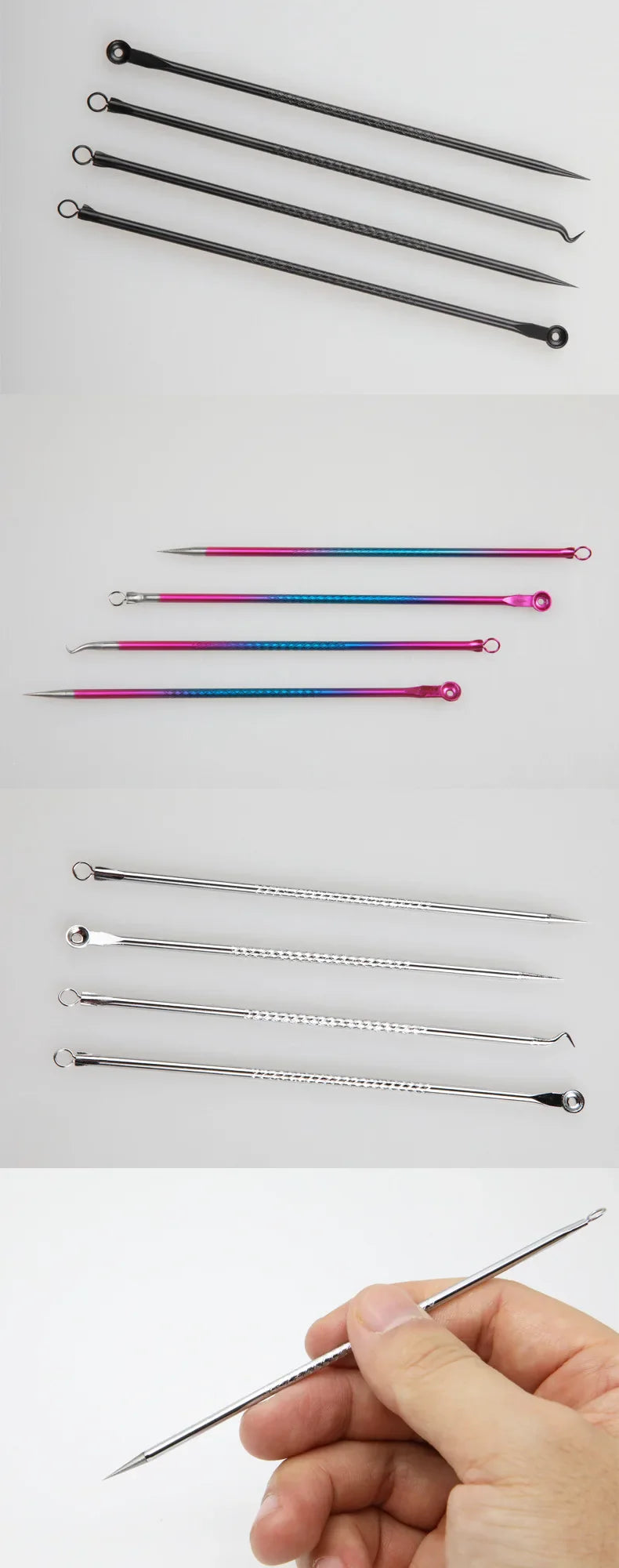 4Pcs Pimple Popper Tool Kit, Blackhead Remover Acne Needle Tools Set Removing Care Comedone Whitehead Popping Zit Skin Care Tool