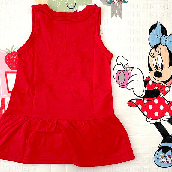 New Fashion Baby Girls Dress Summer Dress Cartoon Cotton Red Minnie Dress Princess Dress Children's Girl Clothing 1-6Years