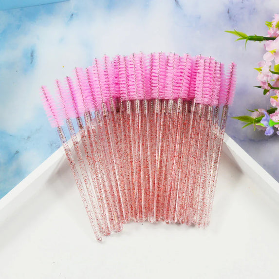 QSTY eyelash brush makeup brushes 50pcs individual disposable mascara applicator comb wand lash makeup brushes tools 6 colors