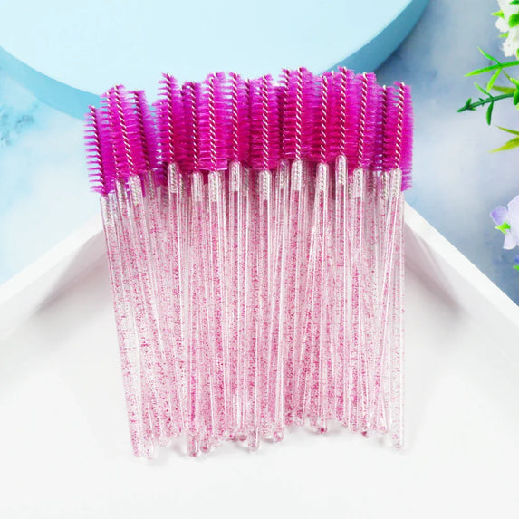 QSTY eyelash brush makeup brushes 50pcs individual disposable mascara applicator comb wand lash makeup brushes tools 6 colors