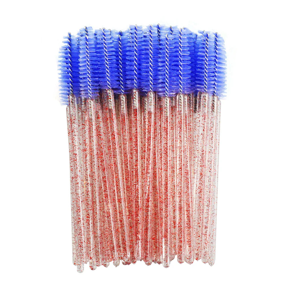 QSTY eyelash brush makeup brushes 50pcs individual disposable mascara applicator comb wand lash makeup brushes tools 6 colors