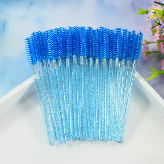 QSTY eyelash brush makeup brushes 50pcs individual disposable mascara applicator comb wand lash makeup brushes tools 6 colors