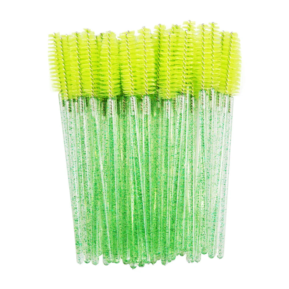 QSTY eyelash brush makeup brushes 50pcs individual disposable mascara applicator comb wand lash makeup brushes tools 6 colors