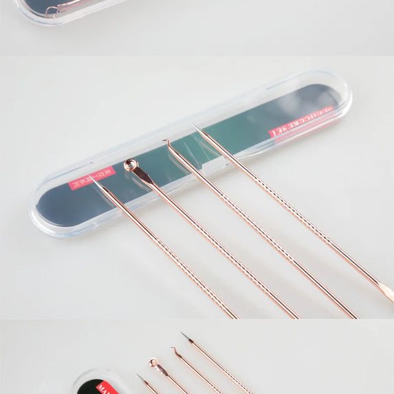 4Pcs Pimple Popper Tool Kit, Blackhead Remover Acne Needle Tools Set Removing Care Comedone Whitehead Popping Zit Skin Care Tool