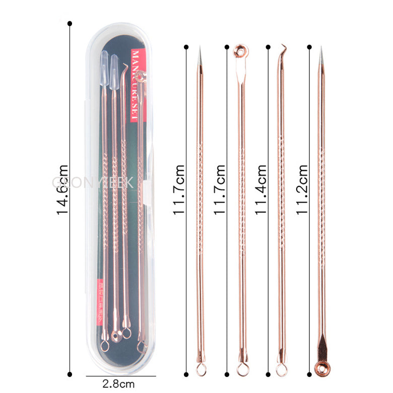 4Pcs Pimple Popper Tool Kit, Blackhead Remover Acne Needle Tools Set Removing Care Comedone Whitehead Popping Zit Skin Care Tool