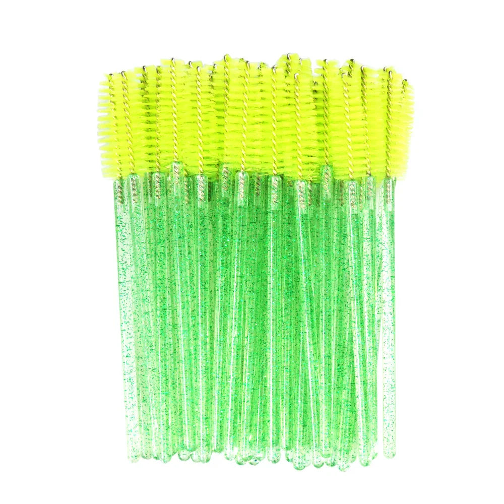 QSTY eyelash brush makeup brushes 50pcs individual disposable mascara applicator comb wand lash makeup brushes tools 6 colors