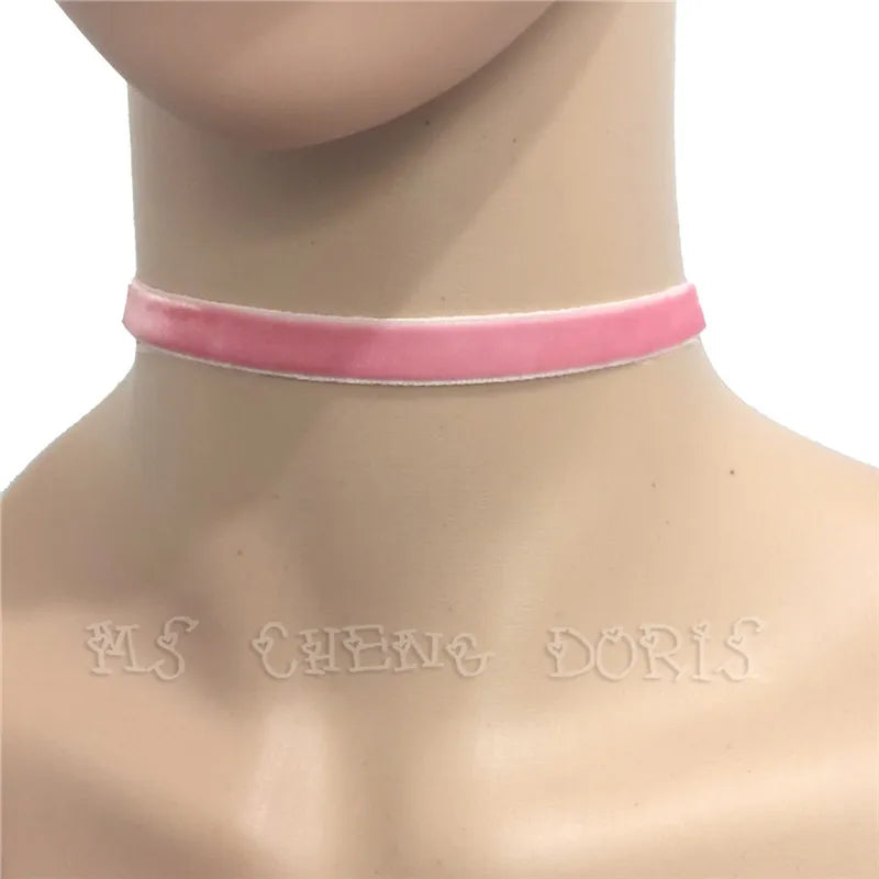 Punk Gothic White Velvet Choker Necklace Tattoo Necklaces Women Chocker Collares Mujer Collier Femme Bijoux Valentine's Day Gift