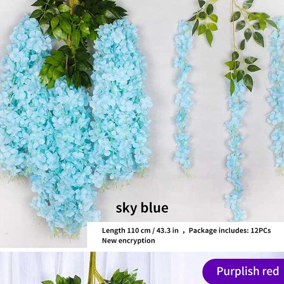 Artificial Wisteria Flower Rattan Wreath, Wedding Arch, Home Garden, Office Decoration, Pendant Plant, Wall Decoration, 12Pcs