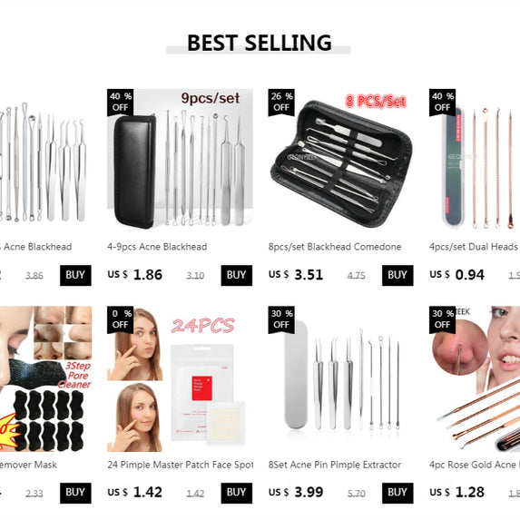 4Pcs Pimple Popper Tool Kit, Blackhead Remover Acne Needle Tools Set Removing Care Comedone Whitehead Popping Zit Skin Care Tool