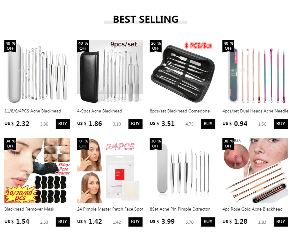 4Pcs Pimple Popper Tool Kit, Blackhead Remover Acne Needle Tools Set Removing Care Comedone Whitehead Popping Zit Skin Care Tool