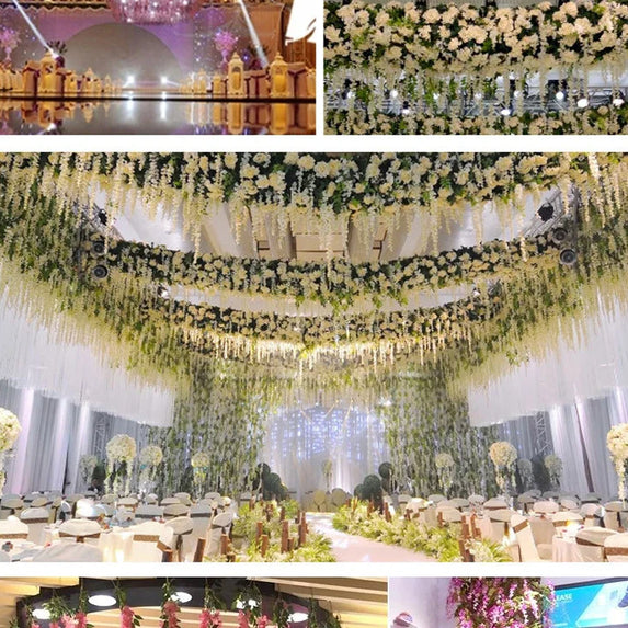 Artificial Wisteria Flower Rattan Wreath, Wedding Arch, Home Garden, Office Decoration, Pendant Plant, Wall Decoration, 12Pcs