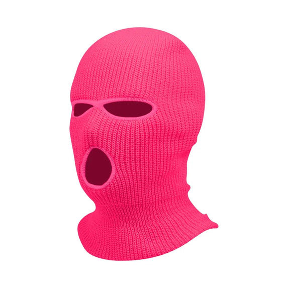 3Holes Winter Warm Unisex Balaclava Mask Hat Embroidery Full Face Mask Knitted Cycling Ski Snowboard Hat Cap Hip Hop Beanie Gift