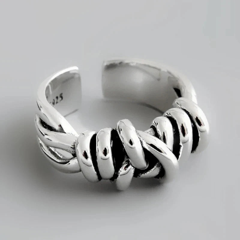 VENTFILLE 925 Sterling Silver Finger Rings New Fashion Creative Cross Hollow Chain Geometric Party Jewelry Gifts
