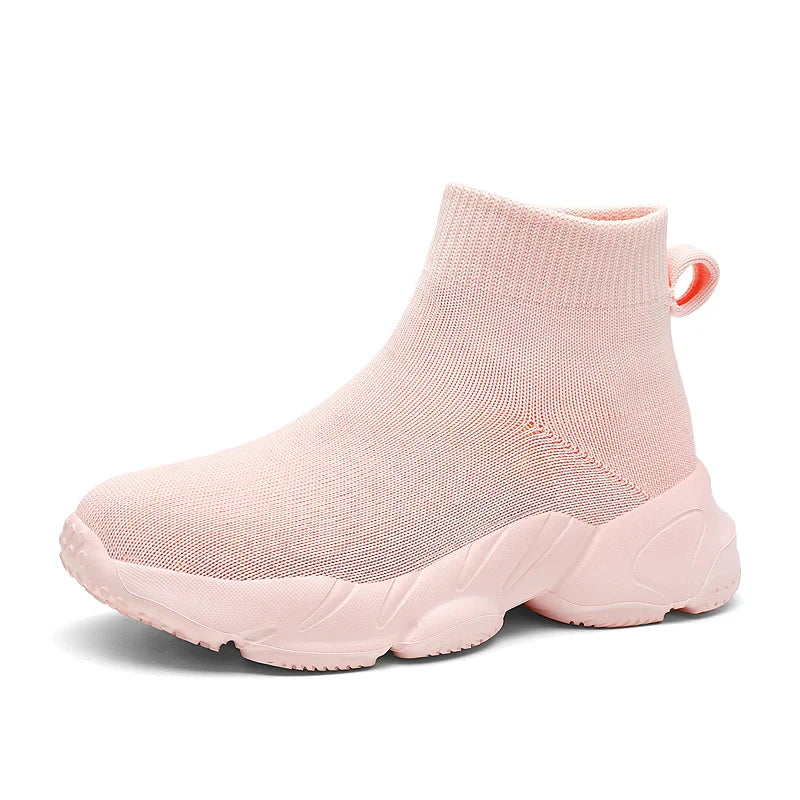 Kid Shoes Sneakers Fashion Knit Luxury Designer High Top Children Shoes Comfortable Casual Running Sports Tennis Shoes Boy Girls